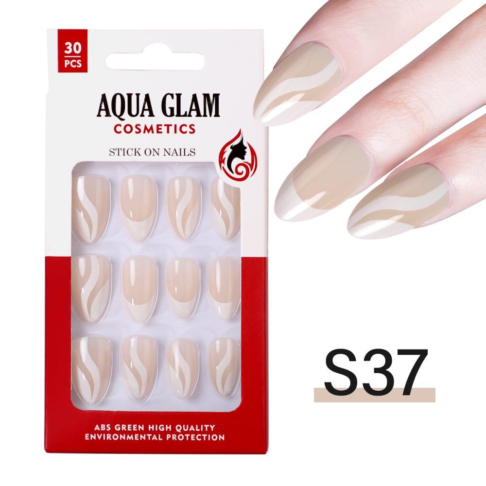 Aqua Glam - Stick On Nails (S Series) 30 Pcs - S37