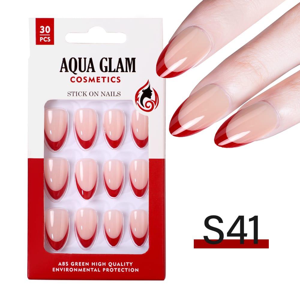 Aqua Glam - Stick On Nails (S Series) 30 Pcs - S41