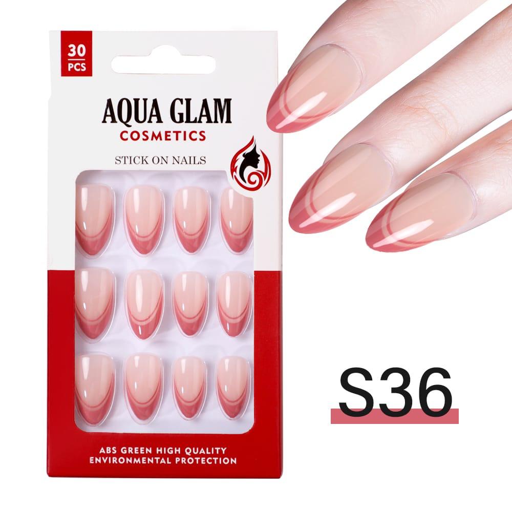Aqua Glam - Stick On Nails (S Series) 30 Pcs - S36