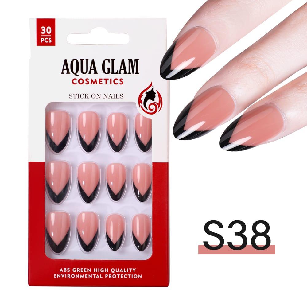 Aqua Glam - Stick On Nails (S Series) 30 Pcs - S38