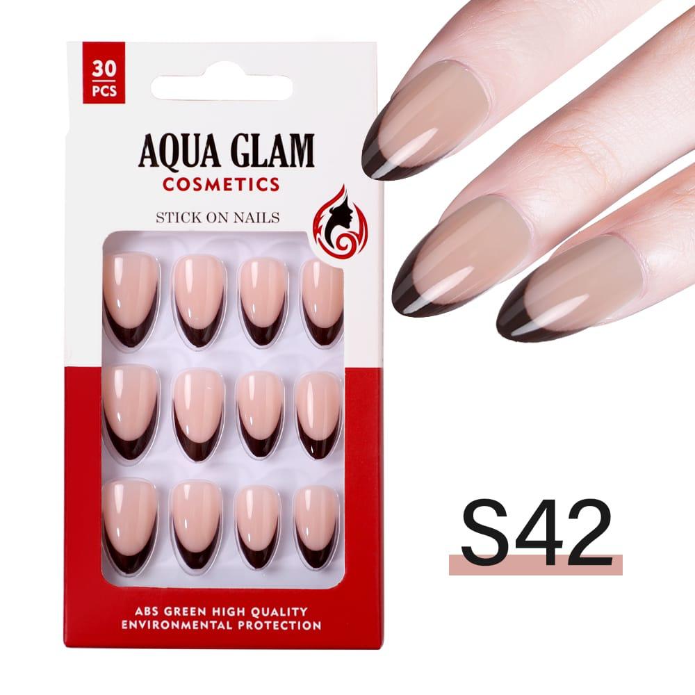Aqua Glam - Stick On Nails (S Series) 30 Pcs - S42