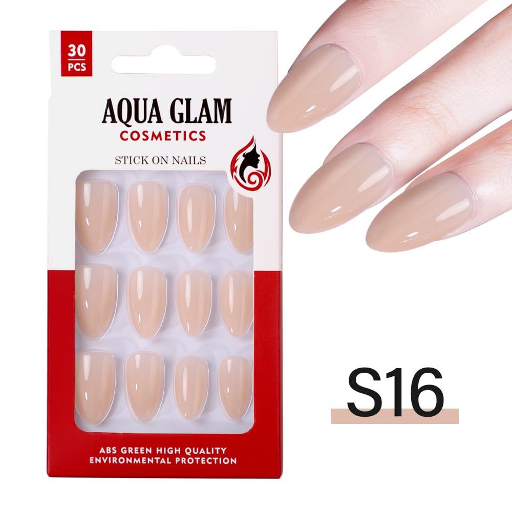 Aqua Glam - Stick On Nails (S Series) 30 Pcs - S16