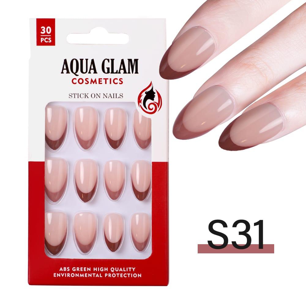 Aqua Glam - Stick On Nails (S Series) 30 Pcs - S31