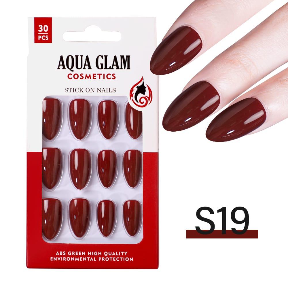 Aqua Glam - Stick On Nails (S Series) 30 Pcs - S19