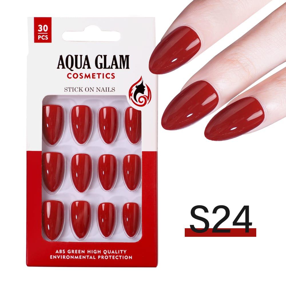 Aqua Glam - Stick On Nails (S Series) 30 Pcs - S24