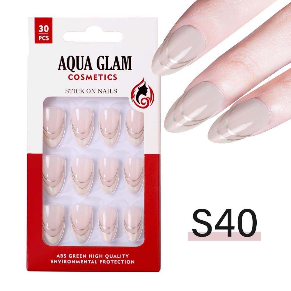 Aqua Glam - Stick On Nails (S Series) 30 Pcs - S40