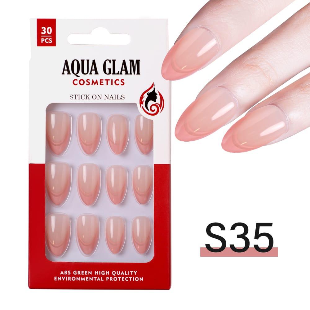 Aqua Glam - Stick On Nails (S Series) 30 Pcs - S35