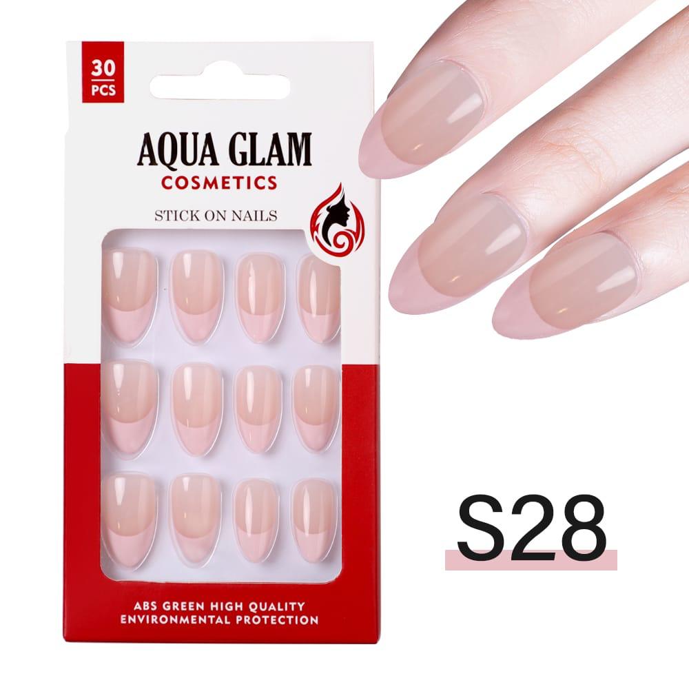 Aqua Glam - Stick On Nails (S Series) 30 Pcs - S28
