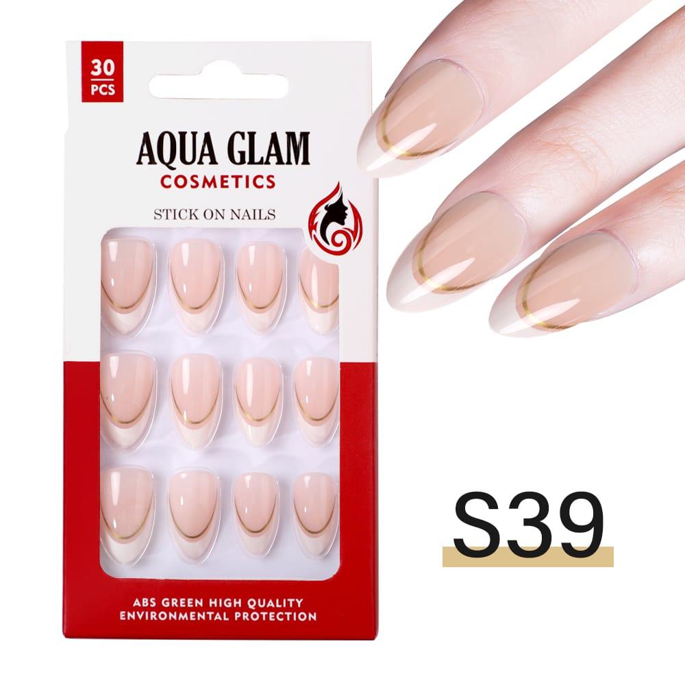 Aqua Glam - Stick On Nails (S Series) 30 Pcs - S39
