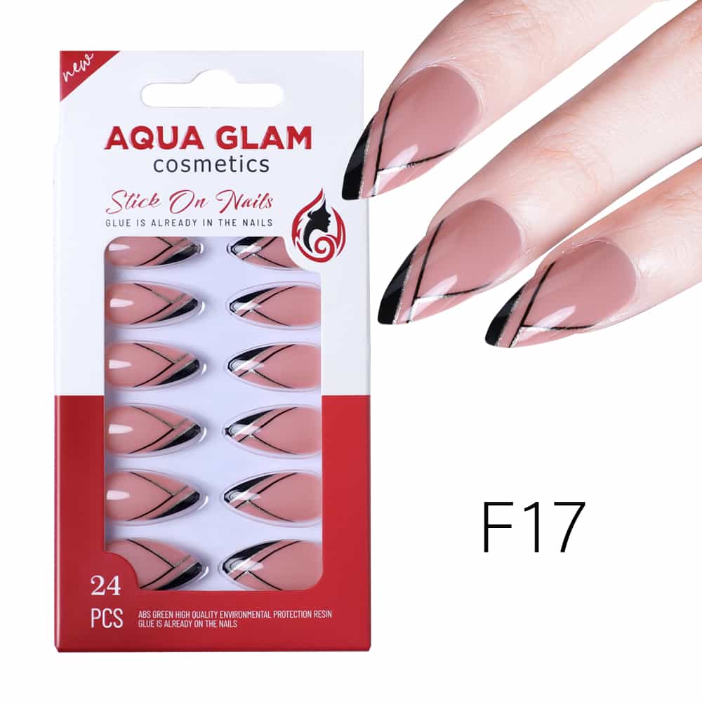 Aqua Glam - Stick On Nails (F Series) 24 Pcs - F17