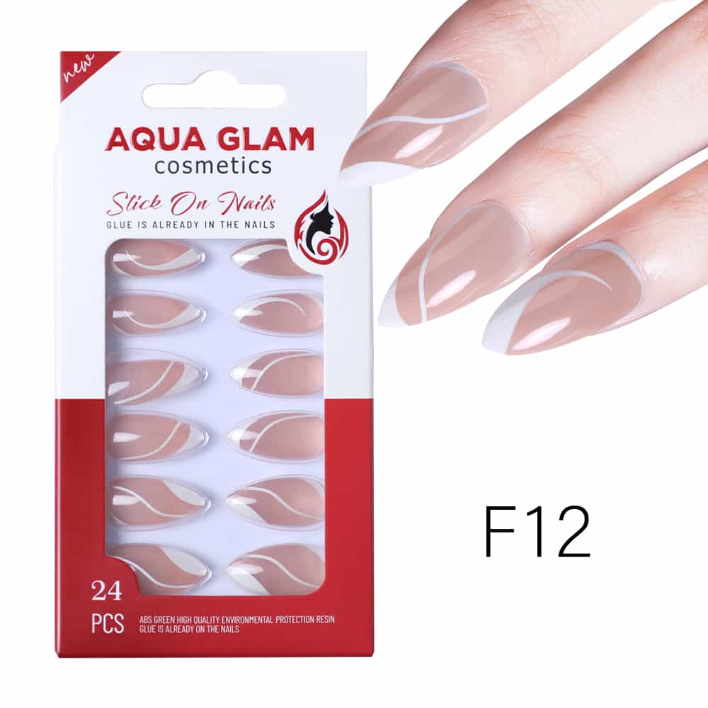 Aqua Glam - Stick On Nails (F Series) 24 Pcs - F12
