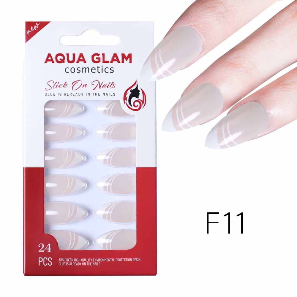 Aqua Glam - Stick On Nails (F Series) 24 Pcs - F11