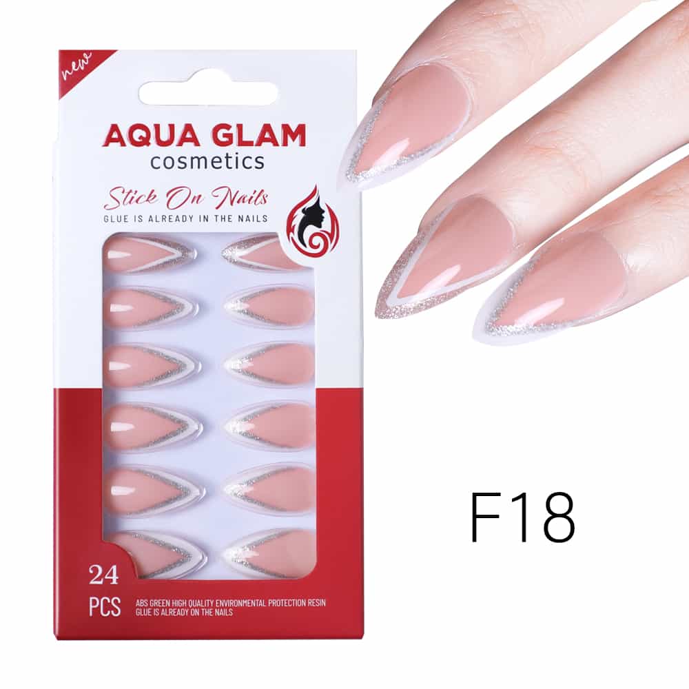 Aqua Glam - Stick On Nails (F Series) 24 Pcs - F18