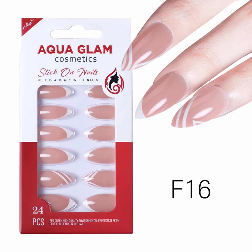 Aqua Glam - Stick On Nails (F Series) 24 Pcs - F16