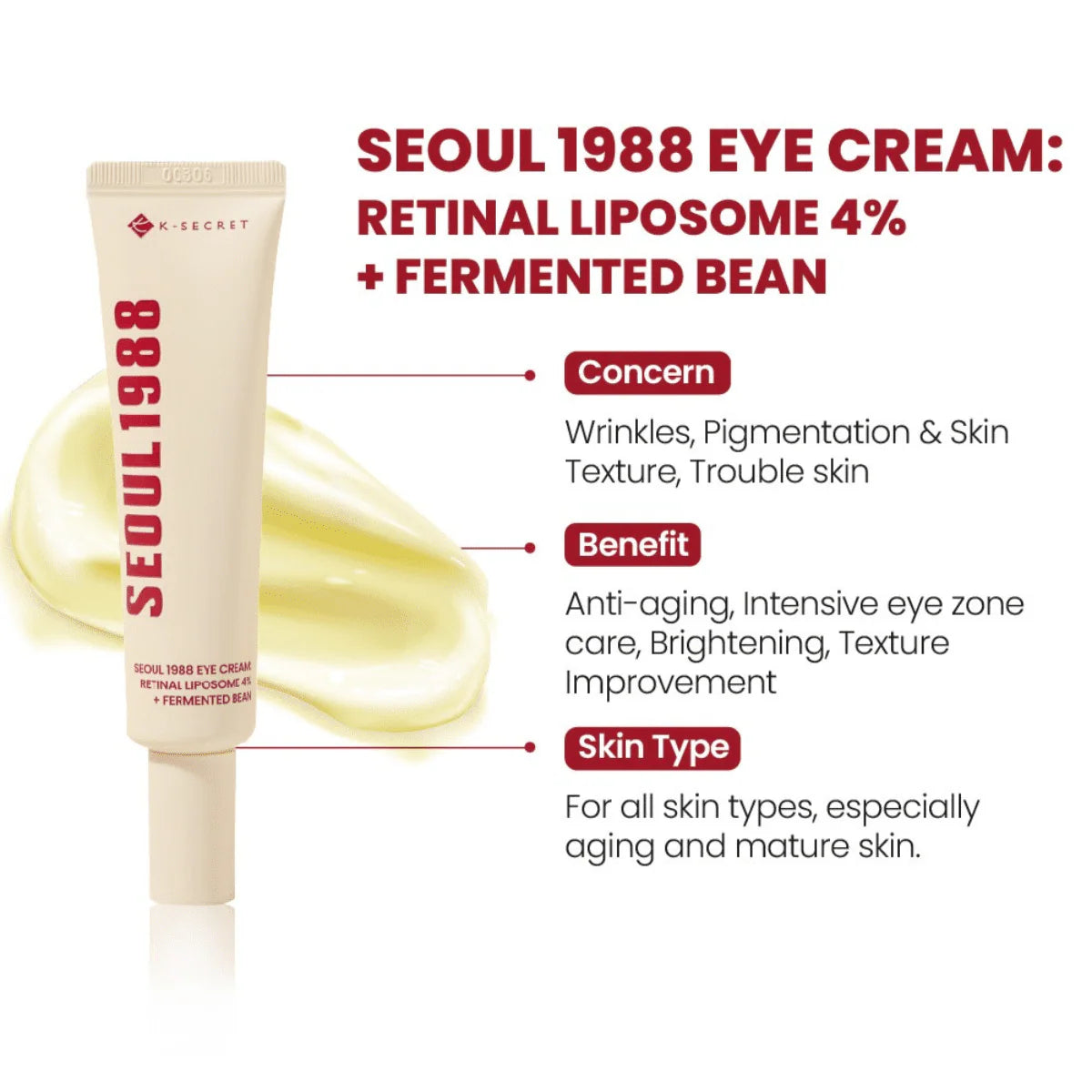 SEOUL 1988 Eye Cream : Retinal Liposome 4% + Fermented Bean - 30ml
