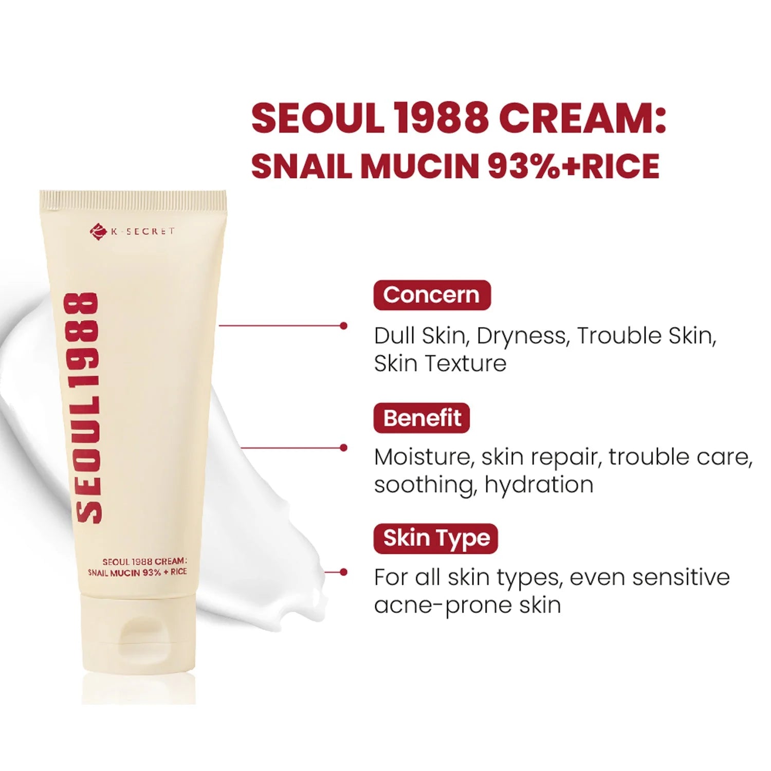 SEOUL 1988 Cream : Snail Mucin 93% + Rice